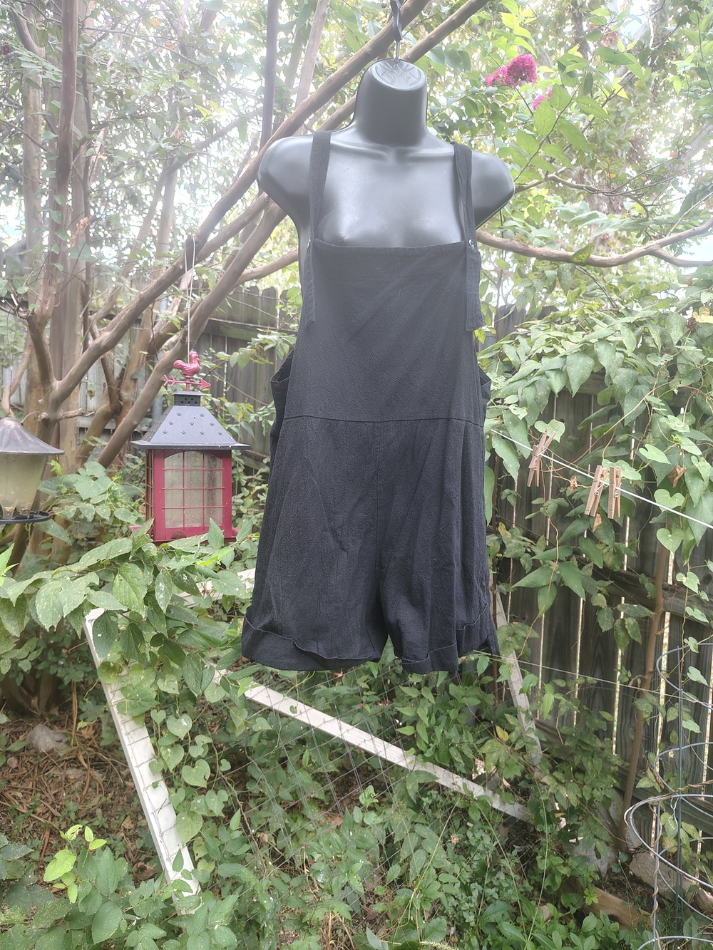 Vintage Black Short Overalls Romper